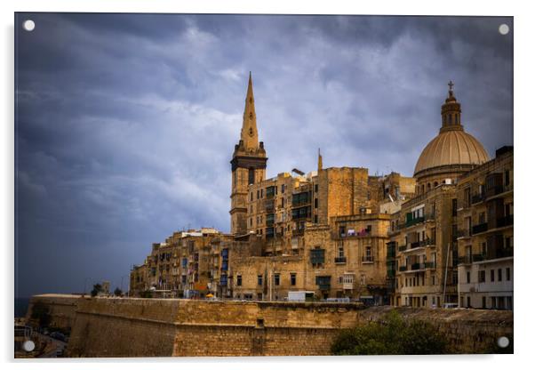 Valletta City Skyline In Malta Acrylic by Artur Bogacki