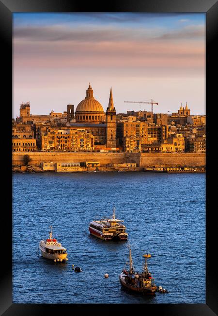 Valletta at Sunset in Malta Framed Print by Artur Bogacki