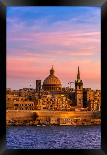 City of Valletta in Malta at Sunset Framed Print by Artur Bogacki