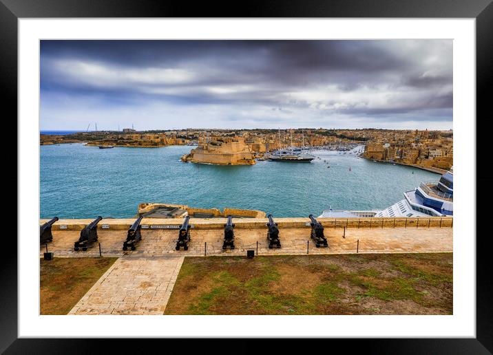 Saluting Battery at Grand Harbour in Malta Framed Mounted Print by Artur Bogacki