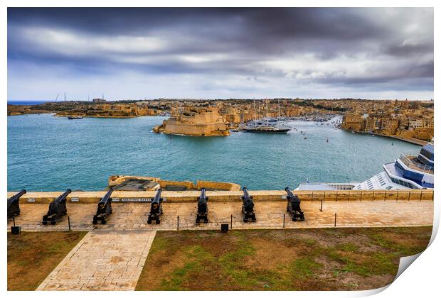 Saluting Battery at Grand Harbour in Malta Print by Artur Bogacki