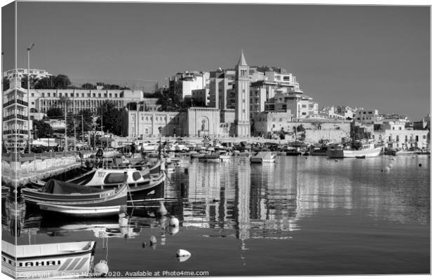 Marsaskala or Marsascala Malta monochrome Canvas Print by Diana Mower