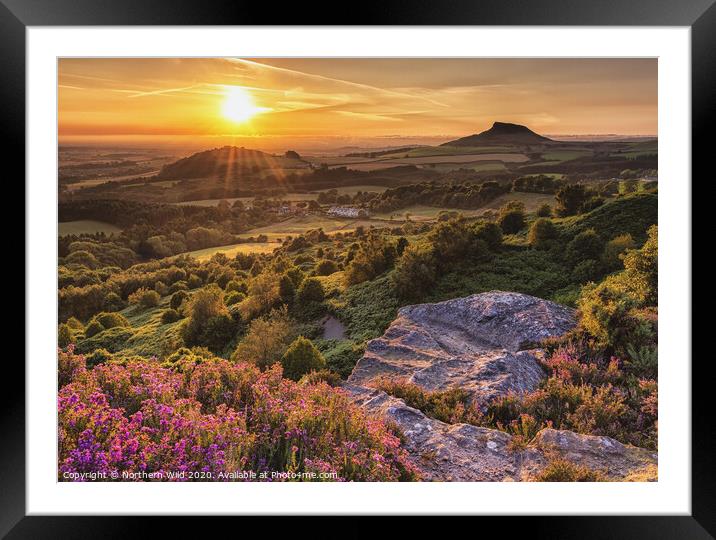 Roseberry Topping sunset Framed Mounted Print by Northern Wild