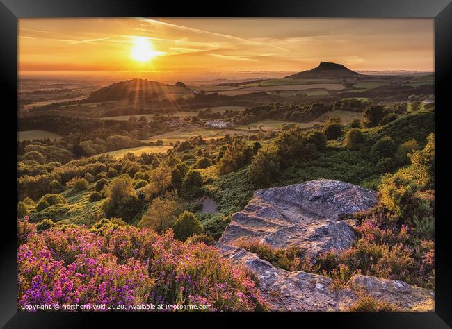 Roseberry Topping sunset Framed Print by Northern Wild