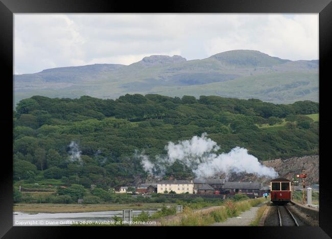 Steam Train at Porthmadog, Wales Framed Print by Diane Griffiths