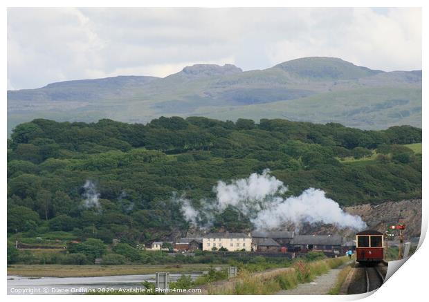 Steam Train at Porthmadog, Wales Print by Diane Griffiths