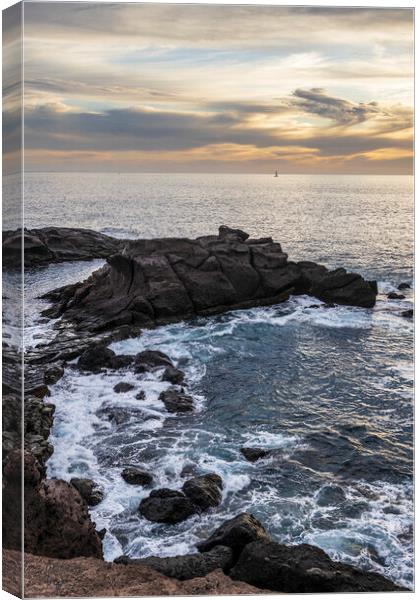 Volcanic coastline at sunset Tenerife Canvas Print by Phil Crean