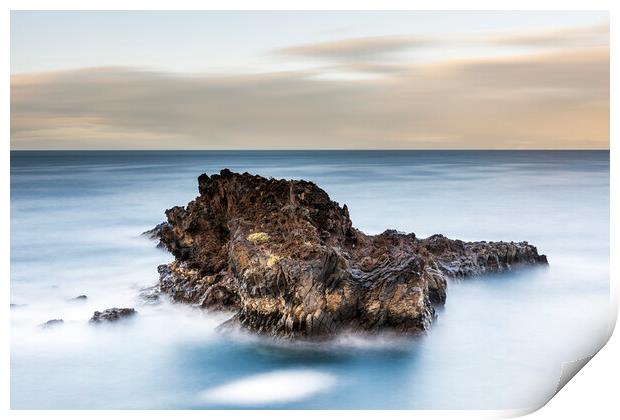 Rocky island at dawn, Tenerife Print by Phil Crean
