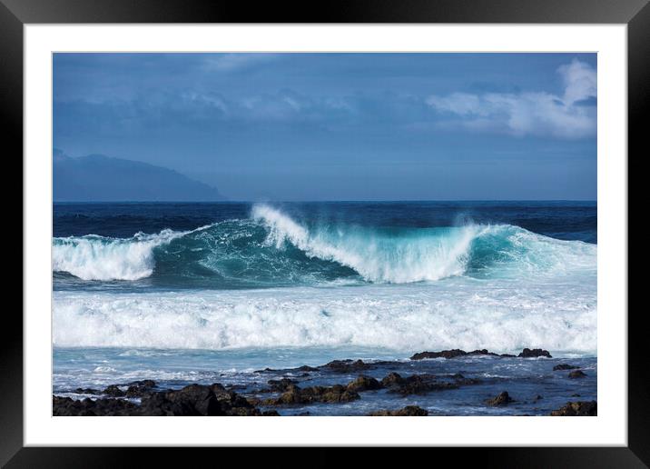 Wave curling over Tenerife Framed Mounted Print by Phil Crean