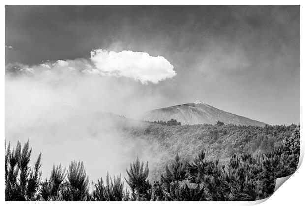 Teide appears behind cloud, Tenerife Print by Phil Crean