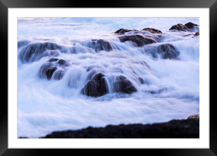 Seawater washing over rocks Tenerife Framed Mounted Print by Phil Crean