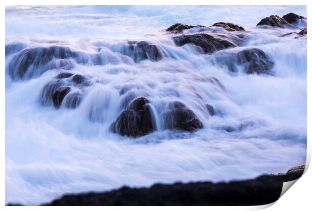 Seawater washing over rocks Tenerife Print by Phil Crean