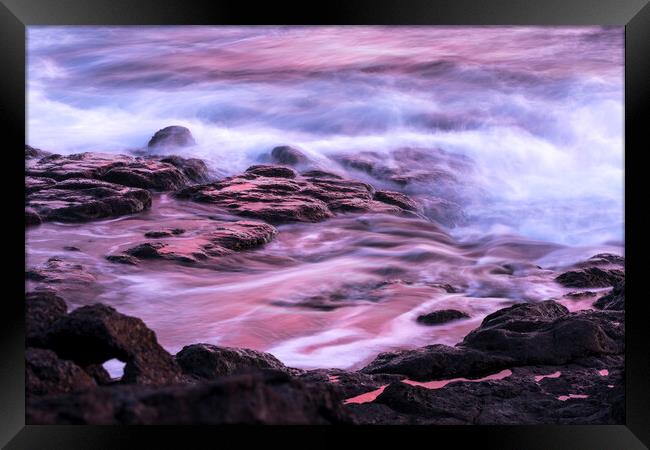 Red sea on rocks Playa San Juan, Tenerife Framed Print by Phil Crean