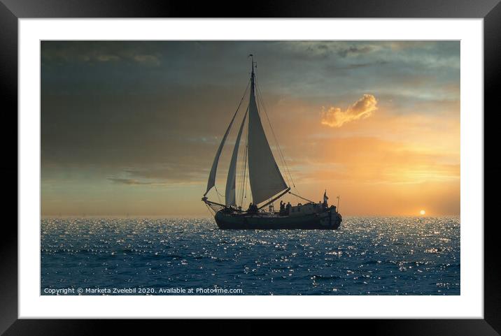 Sailing into the sunset Framed Mounted Print by Marketa Zvelebil