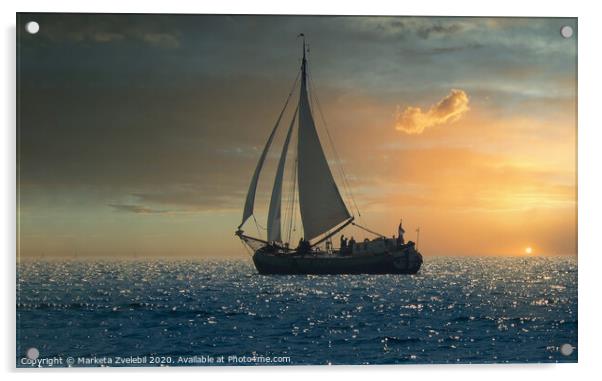 Sailing into the sunset Acrylic by Marketa Zvelebil