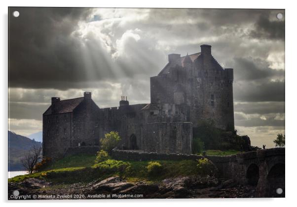 Eilean Donan castle in a burst of sun Acrylic by Marketa Zvelebil