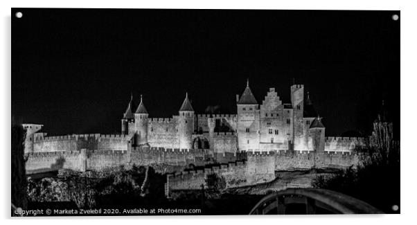 Carcassonne Castle City Acrylic by Marketa Zvelebil