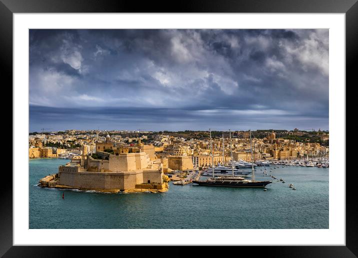Birgu City And Vittoriosa Marina In Malta Framed Mounted Print by Artur Bogacki