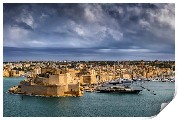 Birgu City And Vittoriosa Marina In Malta Print by Artur Bogacki