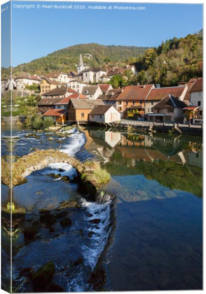 Picturesque River Loue in Lods France Canvas Print by Pearl Bucknall