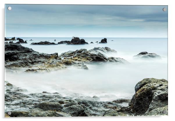 Receding rocks on the coast, Tenerife Acrylic by Phil Crean