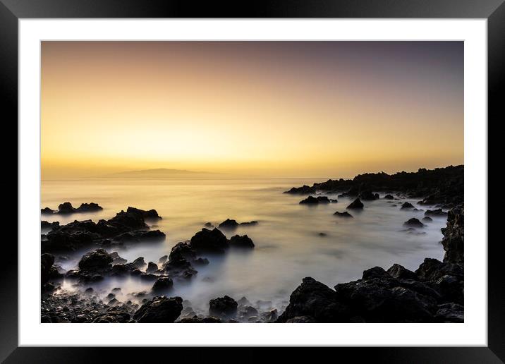 Volcanic rocky coast, Tenerife Framed Mounted Print by Phil Crean