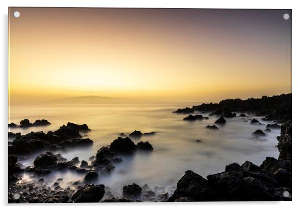 Volcanic rocky coast, Tenerife Acrylic by Phil Crean