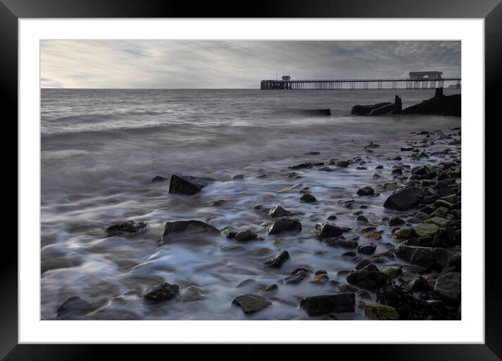 Pebbles at Penarth Pier Framed Mounted Print by Leighton Collins