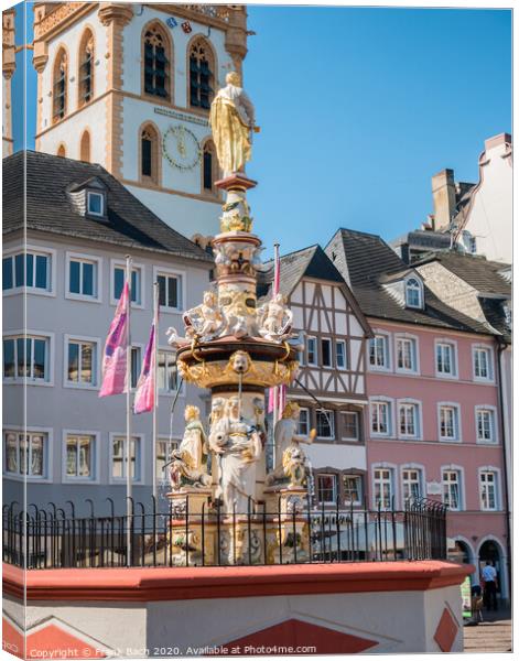 Petrusbrunnen, St Peter's Fountain in Trier Canvas Print by Frank Bach