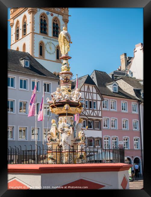 Petrusbrunnen, St Peter's Fountain in Trier Framed Print by Frank Bach