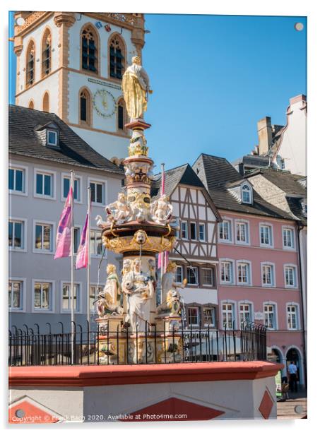 Petrusbrunnen, St Peter's Fountain in Trier Acrylic by Frank Bach