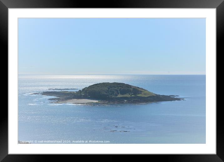 Looe Island In A Blue Hue. Framed Mounted Print by Neil Mottershead
