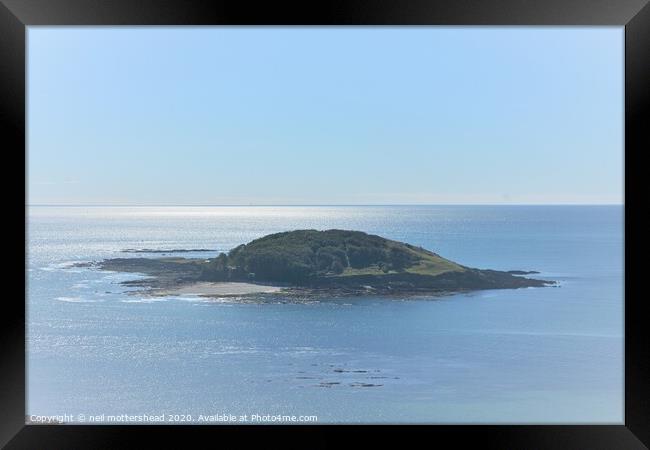 Looe Island In A Blue Hue. Framed Print by Neil Mottershead