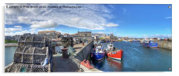 Fishing Boats at Seahouses Harbour - Panorama Acrylic by Philip Brown