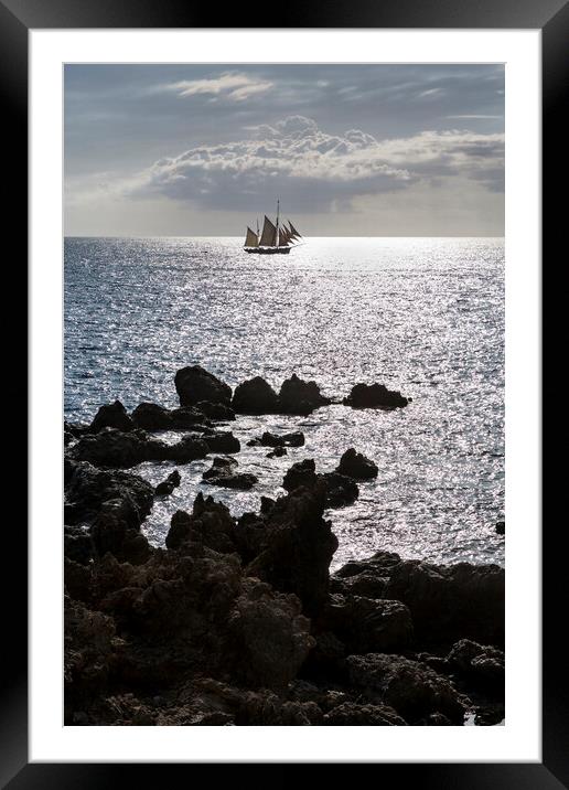 Tall ship offshore, Tenerife Framed Mounted Print by Phil Crean