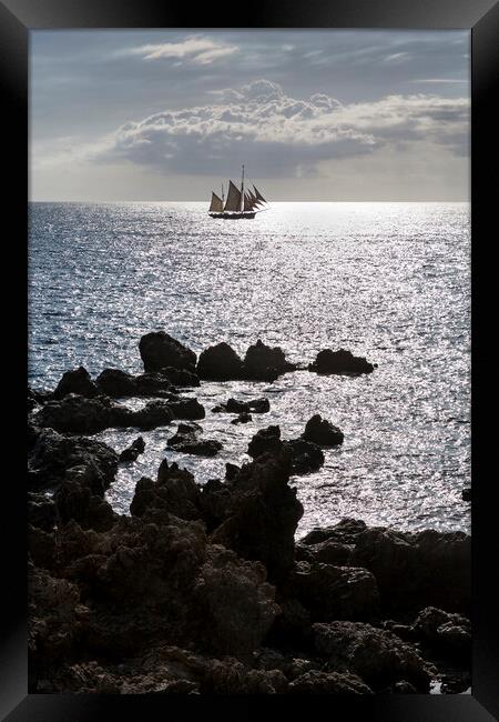 Tall ship offshore, Tenerife Framed Print by Phil Crean