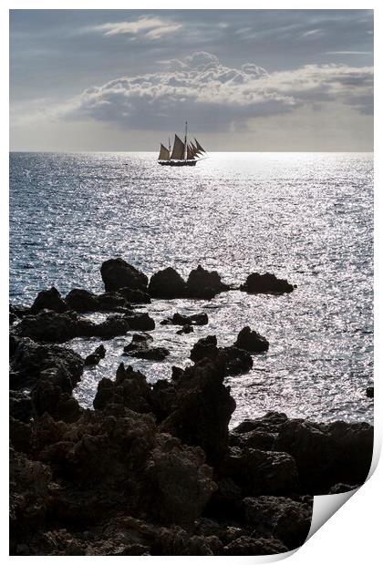Tall ship offshore, Tenerife Print by Phil Crean