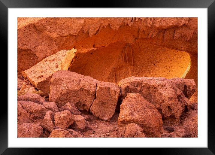 Warm light on rock formation, Tenerife Framed Mounted Print by Phil Crean