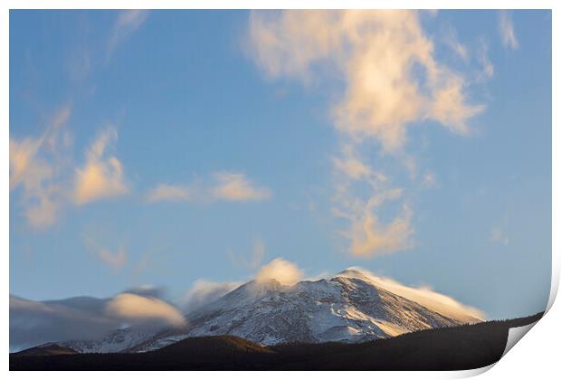 Snowcap on Teide with cloud, Tenerife Print by Phil Crean