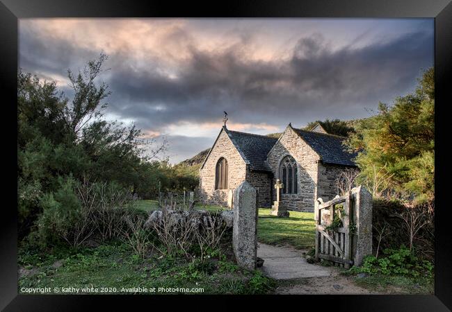 Church cove cornwall Framed Print by kathy white