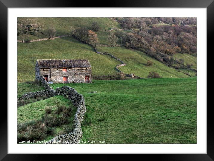 Angram barn Swaledale North Yorkshire Framed Mounted Print by Beverley Middleton