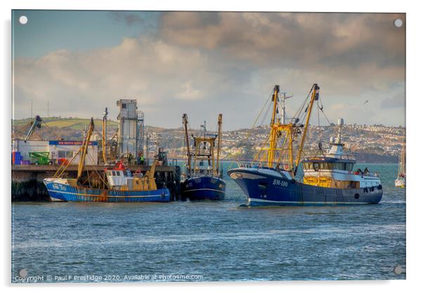 Brixham Trawlers in Port Acrylic by Paul F Prestidge