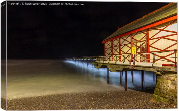 Saltburn pier with the lights on  Canvas Print by keith sayer