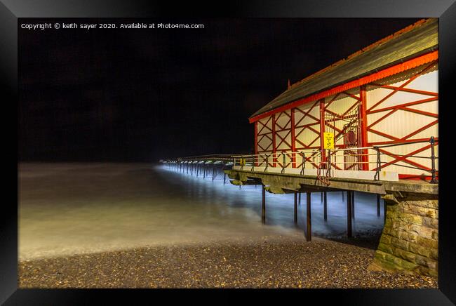 Saltburn pier with the lights on  Framed Print by keith sayer