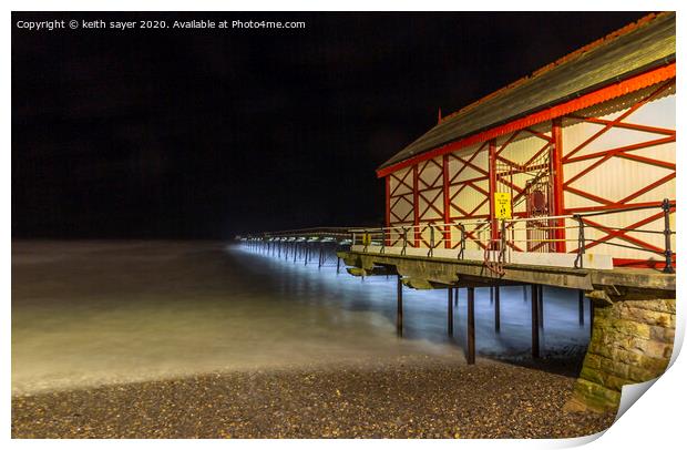 Saltburn pier with the lights on  Print by keith sayer