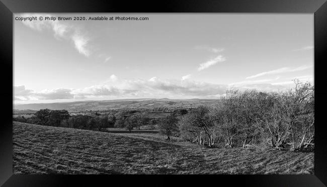 Shropshire Autumn Landscape, B&W Panorama Framed Print by Philip Brown