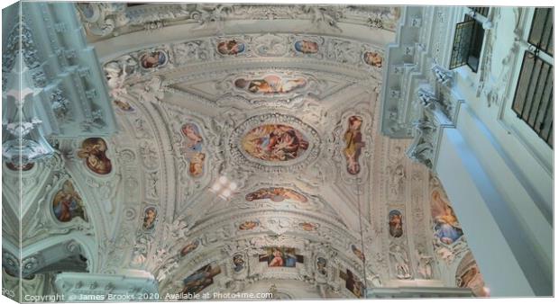 The Ceiling of the Basilica at Mariazell Canvas Print by James Brooks