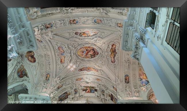 The Ceiling of the Basilica at Mariazell Framed Print by James Brooks