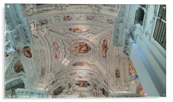 The Ceiling of the Basilica at Mariazell Acrylic by James Brooks