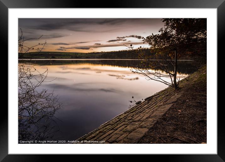 Agden Reservoir Reflections Framed Mounted Print by Angie Morton